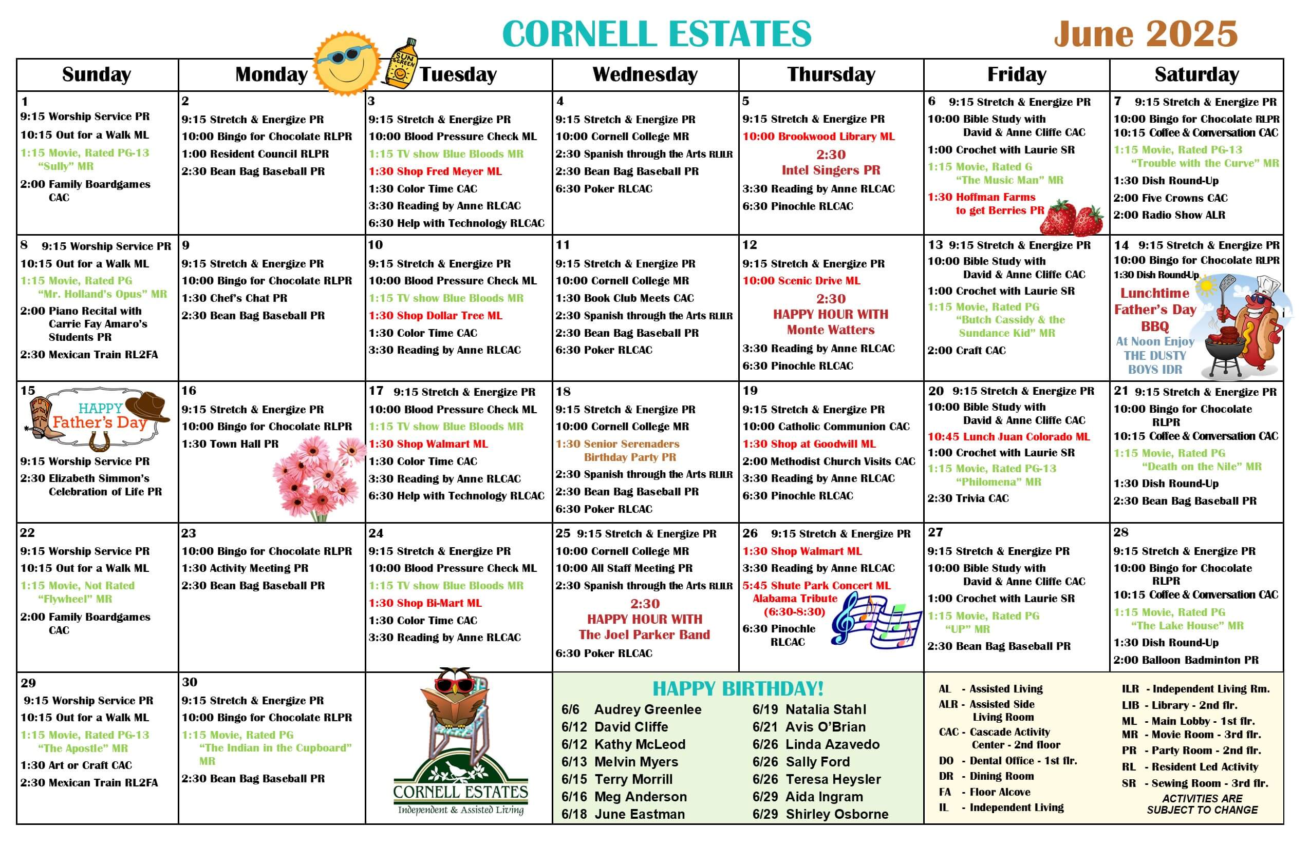 June 2025 Calendar Cornell Estates